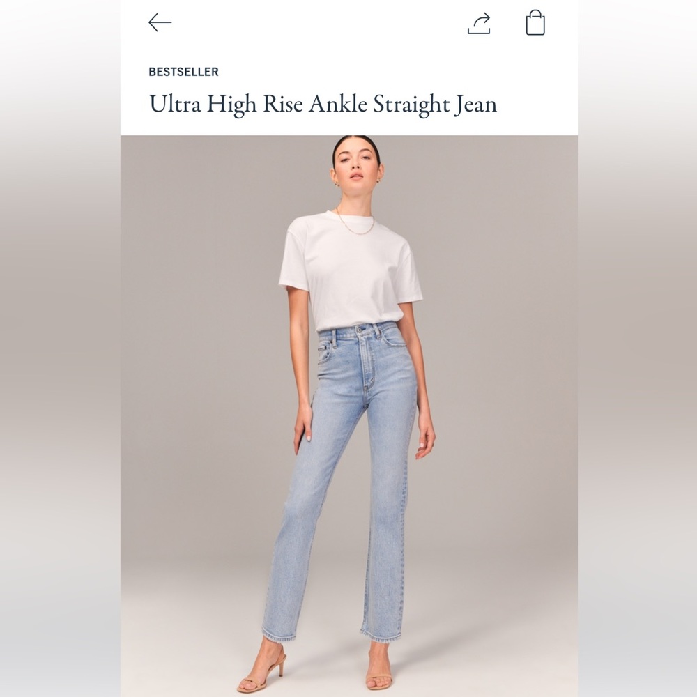 Ankle Straight Ultra High Rise Cream Jeans